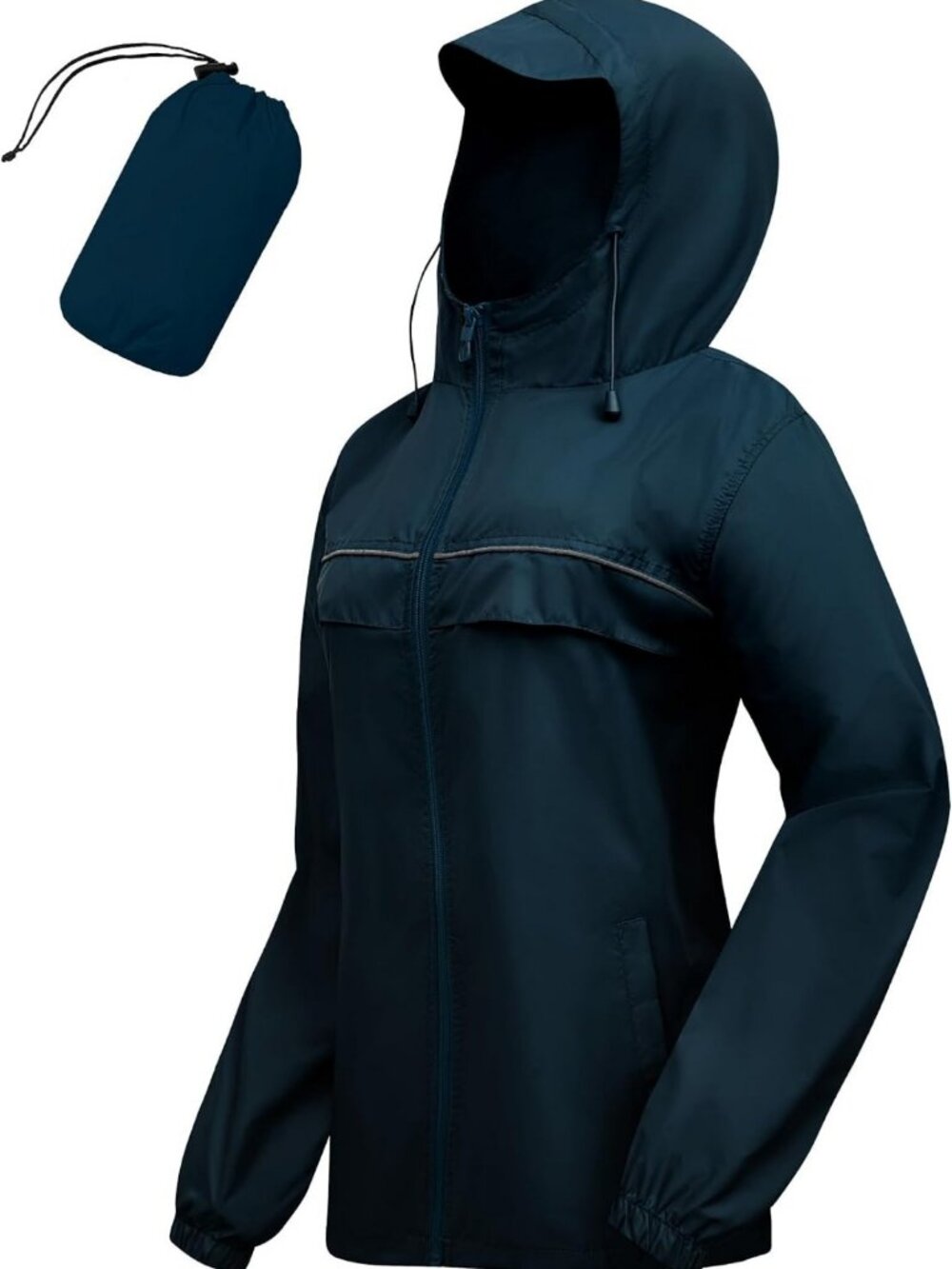 Lightweight Packable Waterproof Rain Jacket with Hood for Hiking & Running